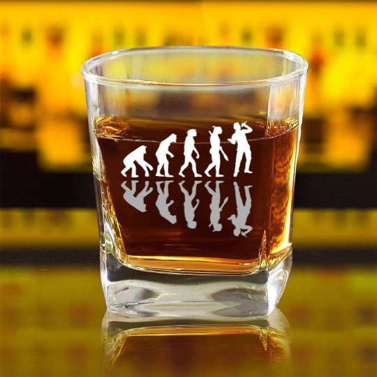 Human Evolution Singer Singing Music Lover Square Whiskey Glasses