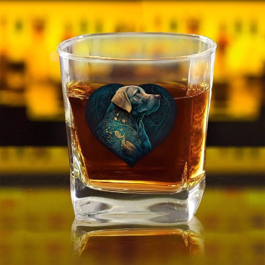Dog Heart Love Dog Lovers Gifts Square Whiskey Glasses