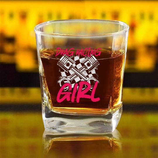 Drag Racing Race Car Girl Vintage Square Whiskey Glasses