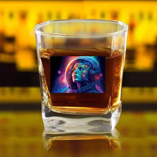 Psychedelic Astronauts 2 Square Whiskey Glasses