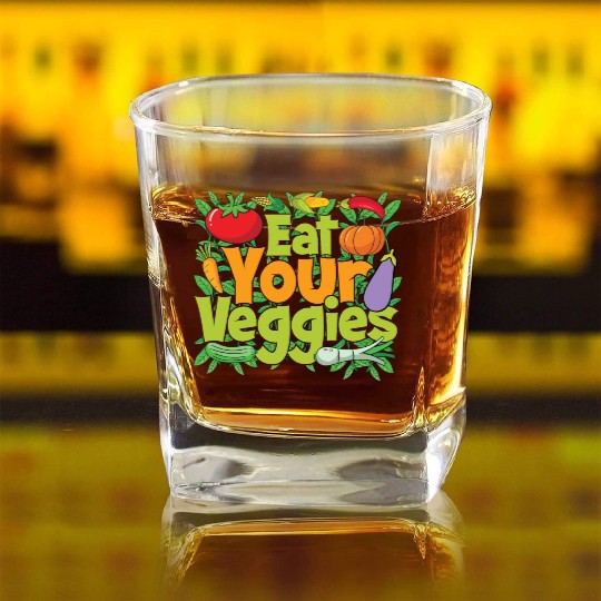 Eat Your Veggies Square Whiskey Glasses