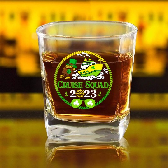 Family Cruise Squad 2023 St Patricks Cruise Square Whiskey Glasses
