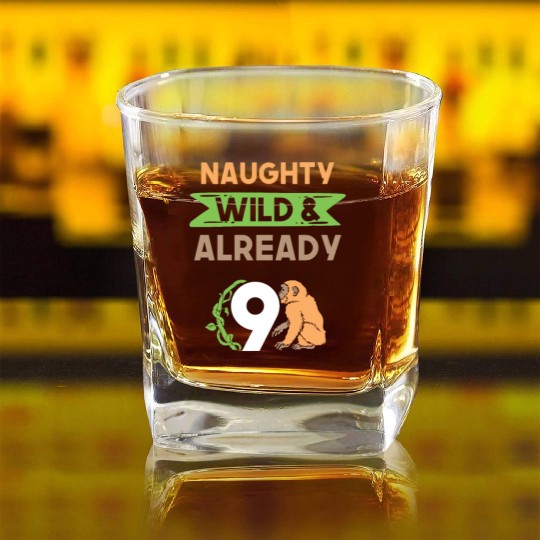 Gift 9 years birthday girl boy Ape Monkey Square Whiskey Glasses