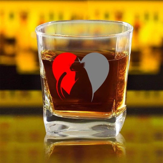 My Cat Is My Valentine Funny Cat494 Square Whiskey Glasses