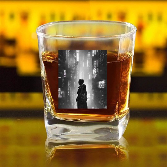 Cyberpunk Vaporwave Anime Japan Cyber aesthetic Square Whiskey Glasses