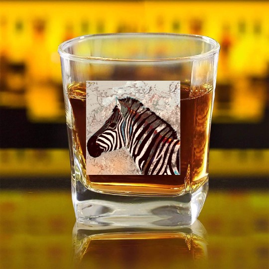 Zebra with neon colors Square Whiskey Glasses