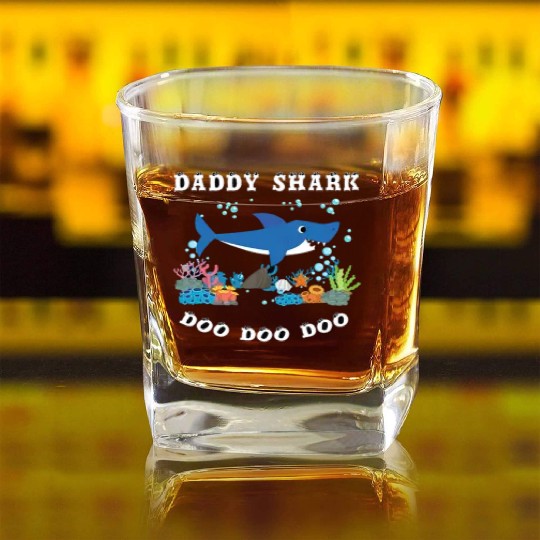 Shark Daddy - Father's Day Gift Square Whiskey Glasses