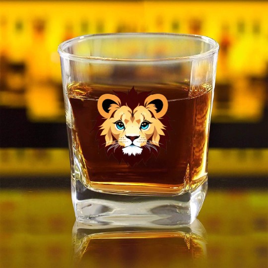 Royal Cartoon Lion - King of the Jungle 3 Square Whiskey Glasses