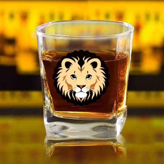 Royal Cartoon Lion - King of the Jungle 7 Square Whiskey Glasses