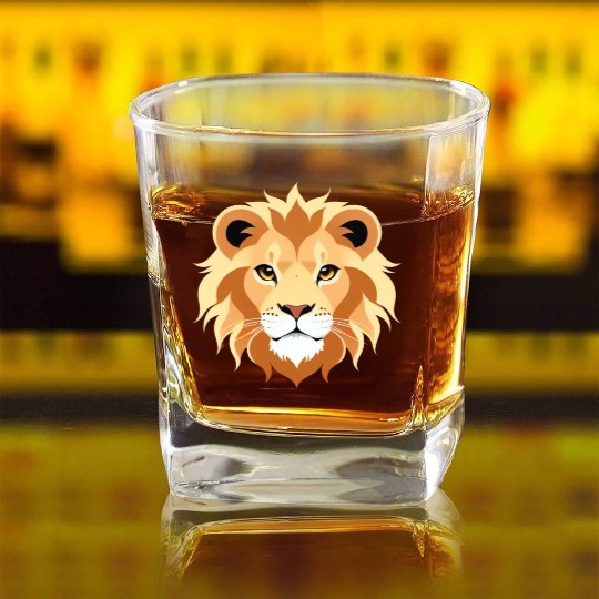 Royal Cartoon Lion - King of the Jungle 1 Square Whiskey Glasses