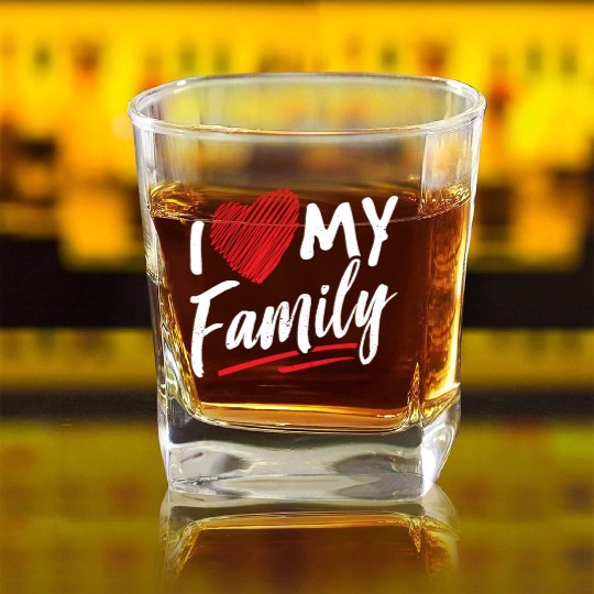 I Love My Family Gathering Families Reunion Square Whiskey Glasses