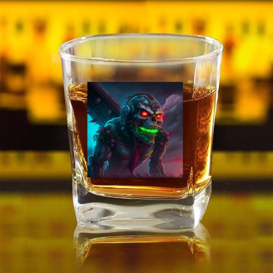 ZOMBIE IRON MAIDEN (version 15) Square Whiskey Glasses