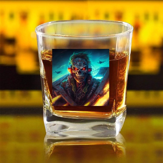 ZOMBIE IRON MAIDEN (version 13) Square Whiskey Glasses