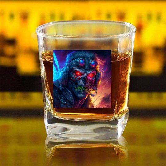 ZOMBIE IRON MAIDEN (version 9) Square Whiskey Glasses