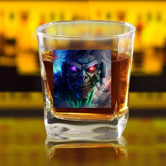 ZOMBIE IRON MAIDEN (version 12) Square Whiskey Glasses