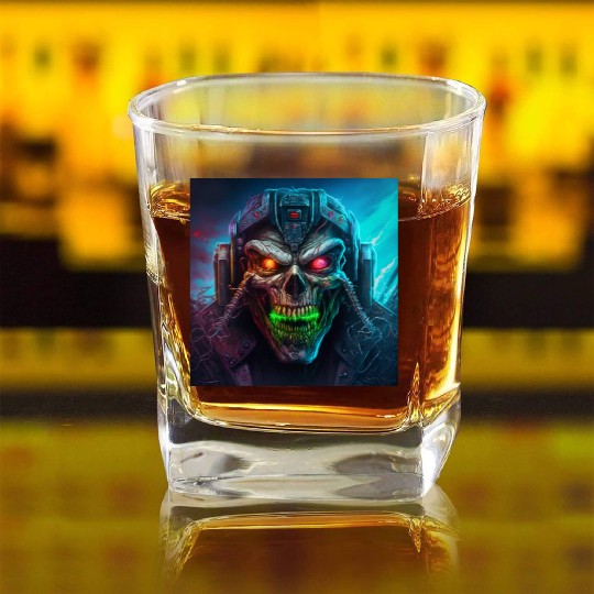 ZOMBIE IRON MAIDEN (version 8) Square Whiskey Glasses