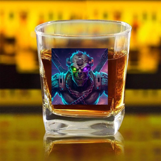 ZOMBIE IRON MAIDEN (Version 10) Square Whiskey Glasses