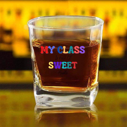 Groovy Teacher Valentine 100 Days Of School Square Whiskey Glasses