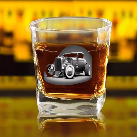 Street Rod Aesthetic Style Vintage Car Hot Rod Square Whiskey Glasses