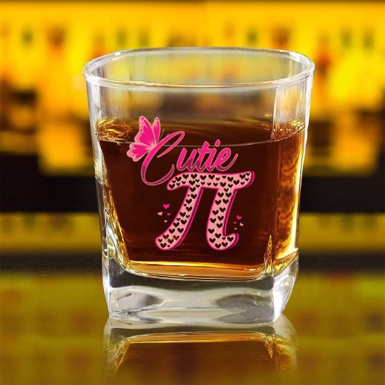 Butterfly Cute Pi Math Holiday Mathematics Pi Day Square Whiskey Glasses