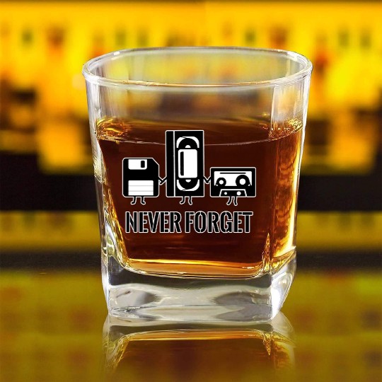 Never Forget 90s Square Whiskey Glasses