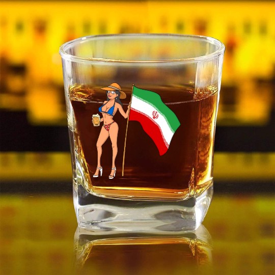 Hot Fan Girl Iran Square Whiskey Glasses