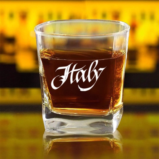 Italy Calligraphy Graffiti Handstyle Hip Hop Urban Square Whiskey Glasses
