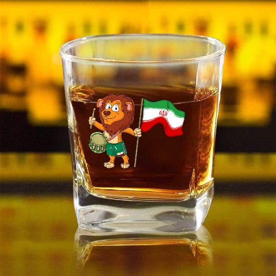 Lion with the Iran flag Square Whiskey Glasses