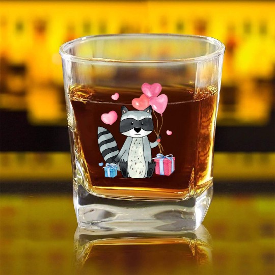 Raccoon Valentine Gift Raccoon Owner Trash Panda Square Whiskey Glasses