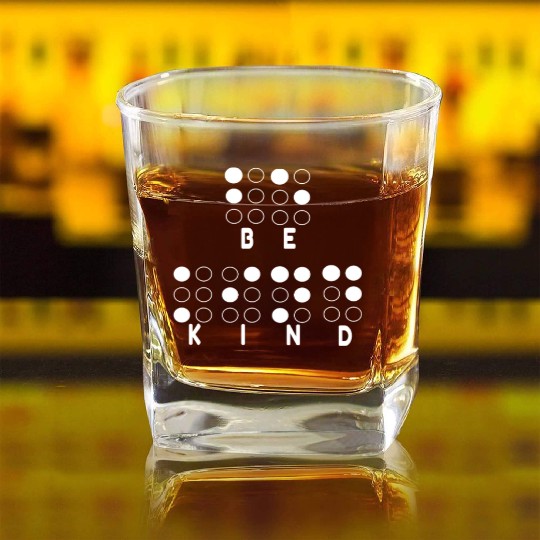 Kind Kindness Braille Alphabet Braille Language Square Whiskey Glasses