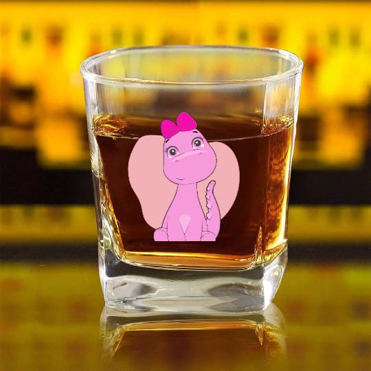 cute dinosaur Square Whiskey Glasses
