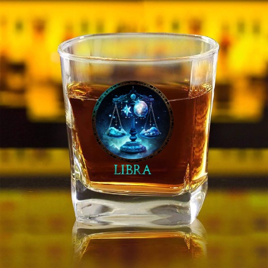 Embrace Your Libra Identity: Libra Pride Zodiac Square Whiskey Glasses
