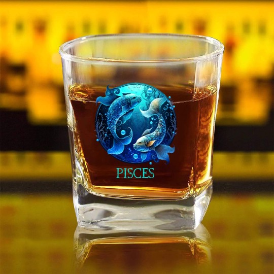 Embrace Your Pisces Identity: Pisces Pride Zodiac Square Whiskey Glasses