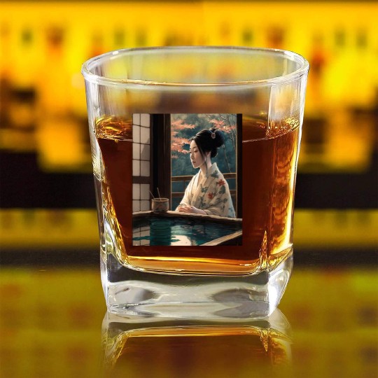 Japanese Culture Lover Japanese Style Spa In Square Whiskey Glasses