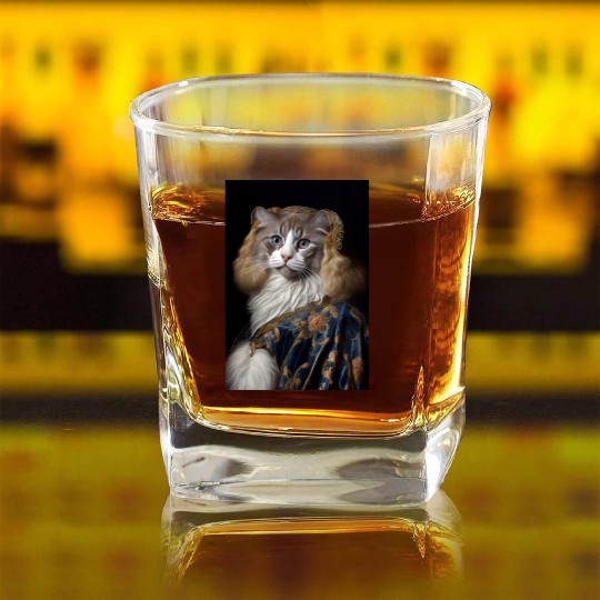 American Curl Princess Cat Breed Portrait Royal Re Square Whiskey Glasses