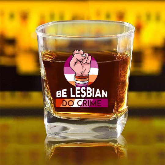 Lesbian LGBT Pride Lesbian Rainbow Flag Square Whiskey Glasses