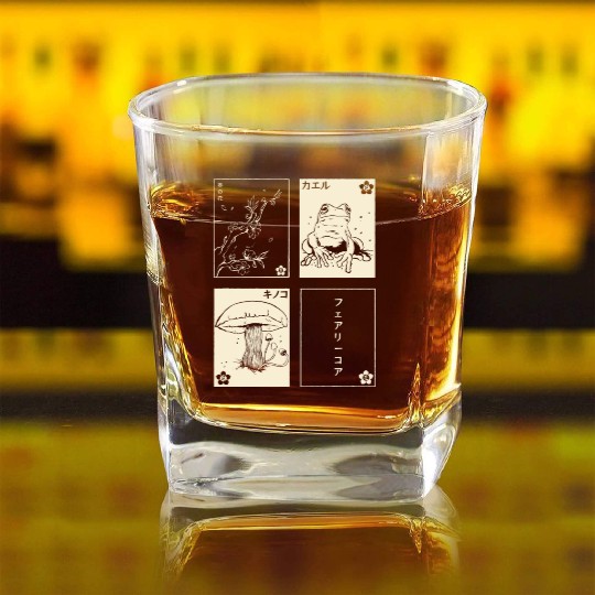 Cottagecore Tarot Cards Fungi Frog Goblincore Square Whiskey Glasses