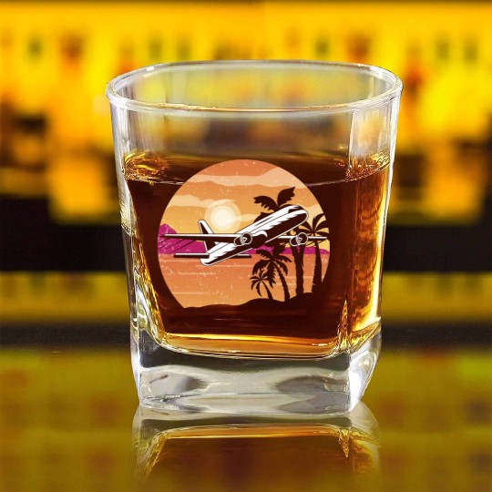 Airplane Retro Square Whiskey Glasses