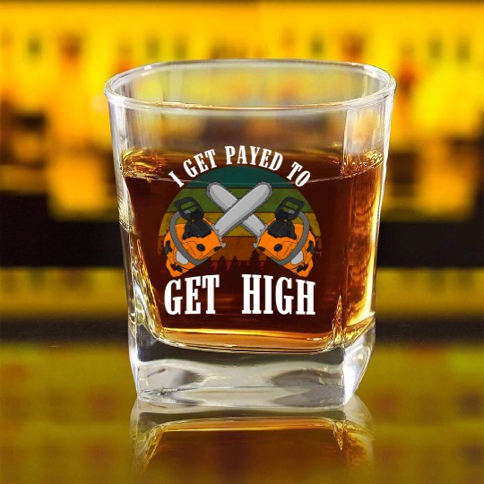 chainsaw Lumberjack Square Whiskey Glasses