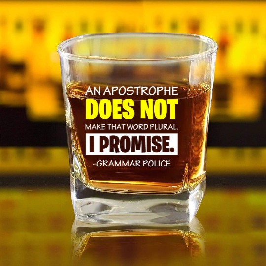 Grammer Police - English Teacher Square Whiskey Glasses