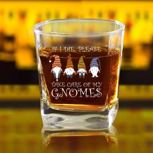 Gnomes - Gnome Collecting - Gnome Collector Square Whiskey Glasses