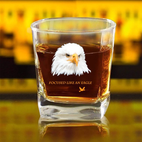 Bald Eagle Gift Idea Focussed like an Eagle Photo Square Whiskey Glasses