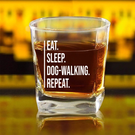 Eat Sleep Dog-walking Repeat Square Whiskey Glasses