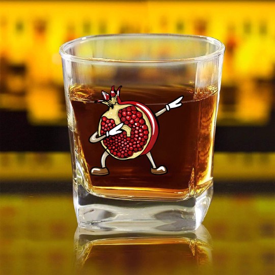 Funny Dabbing Pomegranate Lover Fruit Love Square Whiskey Glasses