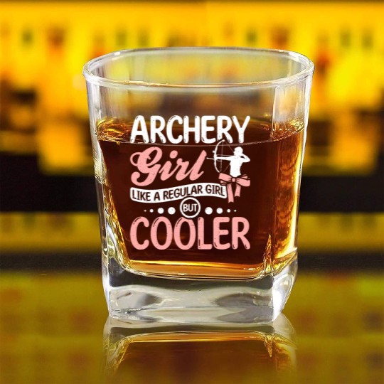 Archery girl like a regular girl but cooler Square Whiskey Glasses
