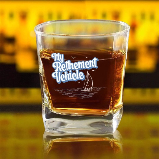 Retired Sailor Sailing Retirement Plan Square Whiskey Glasses