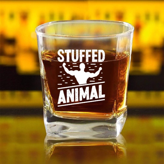 Strongman stuffed animal gym fitness bodybuilding Square Whiskey Glasses
