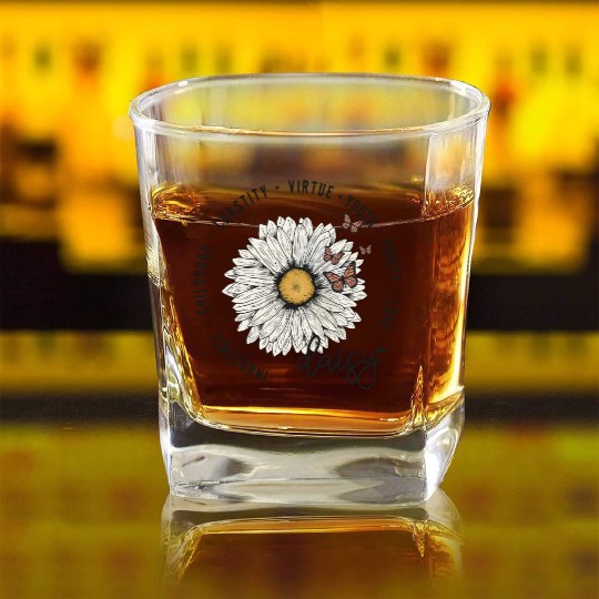 Inspirational Daisy Flower Square Whiskey Glasses