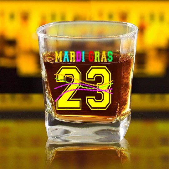 2023 Mardi Gras New Orleans Party Beads Bourbon St Square Whiskey Glasses