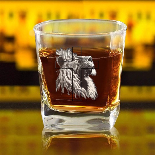 Lion Love Cross God Savior Church Christian Gift C Square Whiskey Glasses